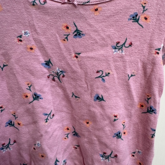 Carter's 2T Girls Pink/Purple Floral Short Sleeve Pajama Top - Picture 2 of 4